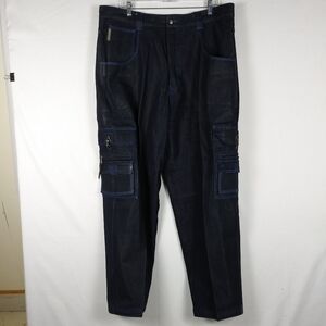 Vintage Trust Jeans Men's Size 40x34 Raw Blue Dark Wash Zip Pockets 90's Y2K